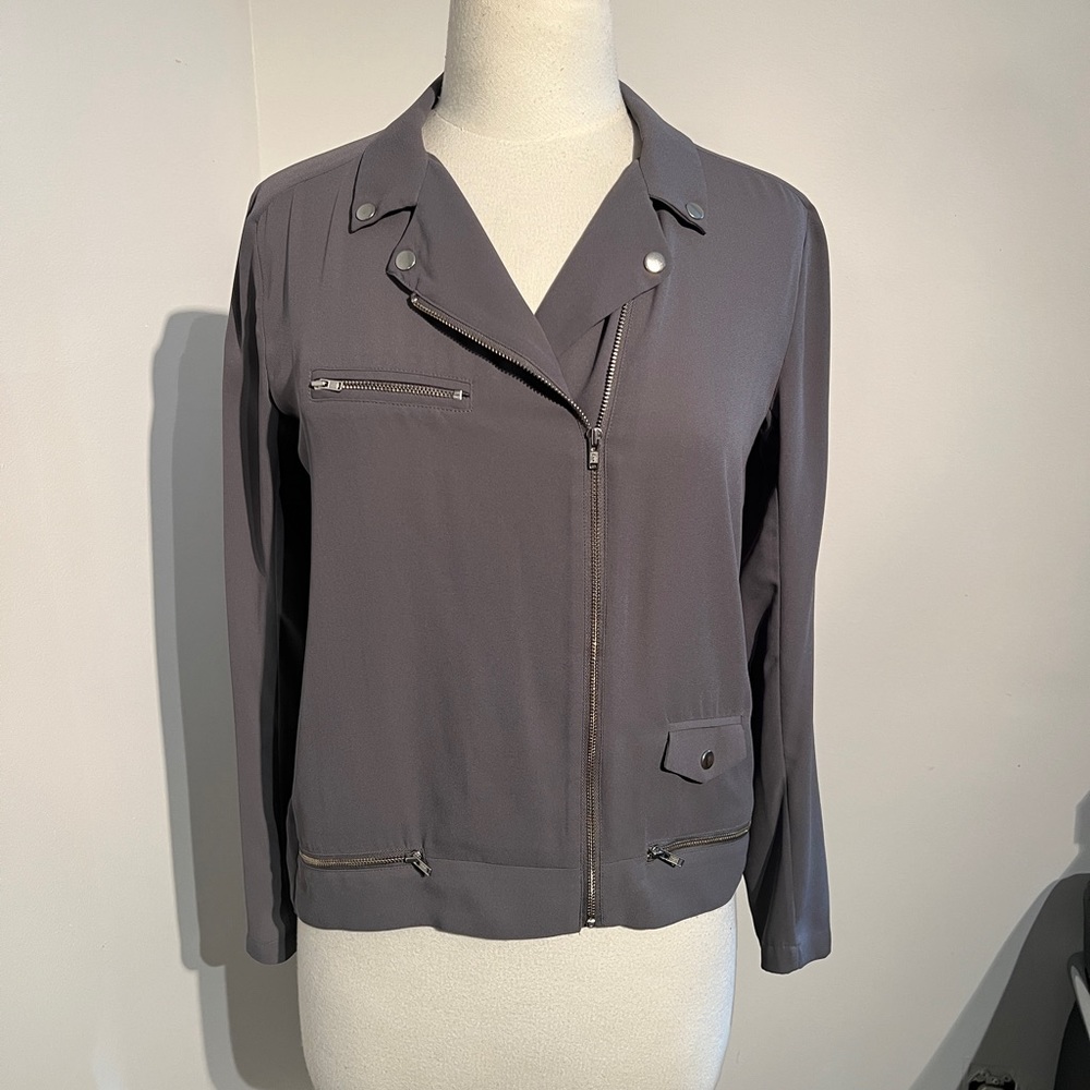 The Kooples,Grey Moto Style Blouse, Size S